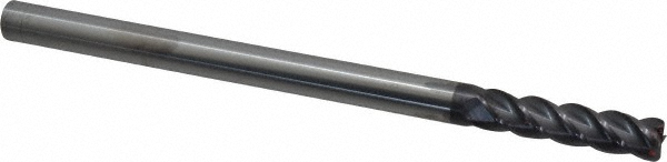 12183711 Corner Radius End Mill: 3/8" Dia, 1-1/2" LOC, 0.045" Radius, 4 Flutes, Solid Carbide  