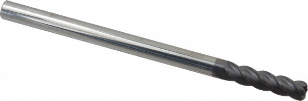 12183713 Corner Radius End Mill: 3/8" Dia, 1-1/2" LOC, 0.09" Radius, 4 Flutes, Solid Carbide  