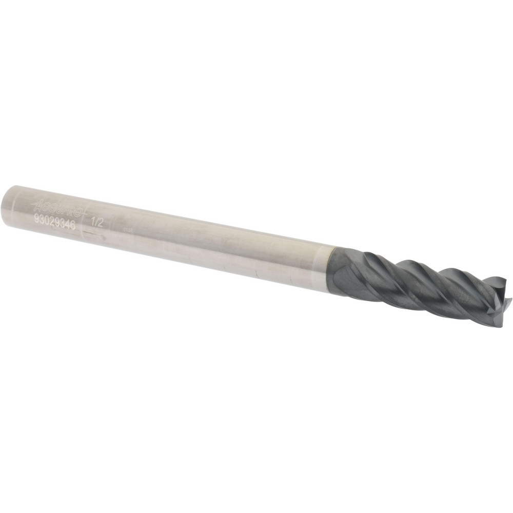 12183738 Corner Radius End Mill: 1/2" Dia, 1-1/2" LOC, 0.015" Radius, 4 Flutes, Solid Carbide  