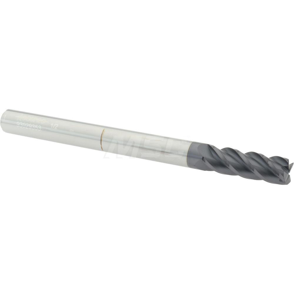 12183739 Corner Radius End Mill: 1/2" Dia, 1-1/2" LOC, 0.02" Radius, 4 Flutes, Solid Carbide  