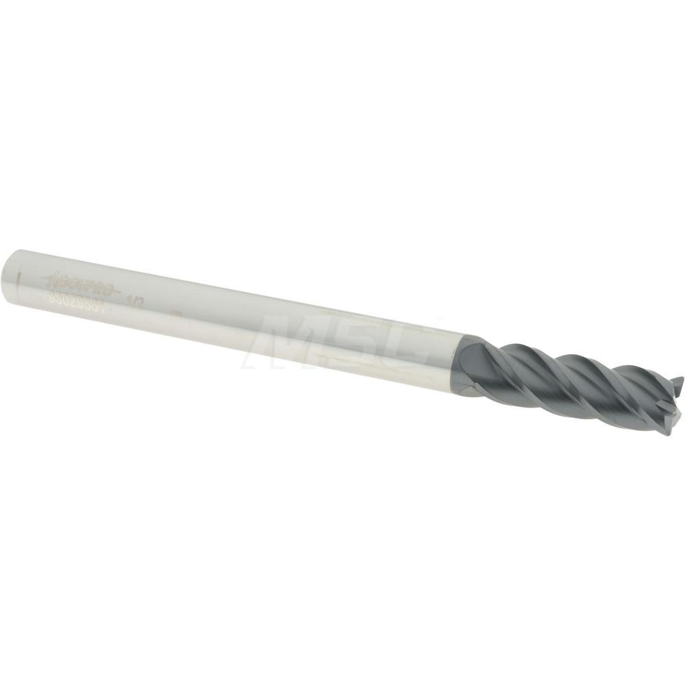 12183740 Corner Radius End Mill: 1/2" Dia, 1-1/2" LOC, 0.03" Radius, 4 Flutes, Solid Carbide  
