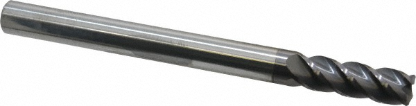 12183742 Corner Radius End Mill: 1/2" Dia, 1-1/2" LOC, 0.06" Radius, 4 Flutes, Solid Carbide  