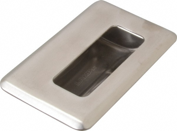109.5mm Overall Width x 64mm Overall Height, 14.5mm Recess Depth, Satin Sheet Metal Recessed Pull with M4 Stud
