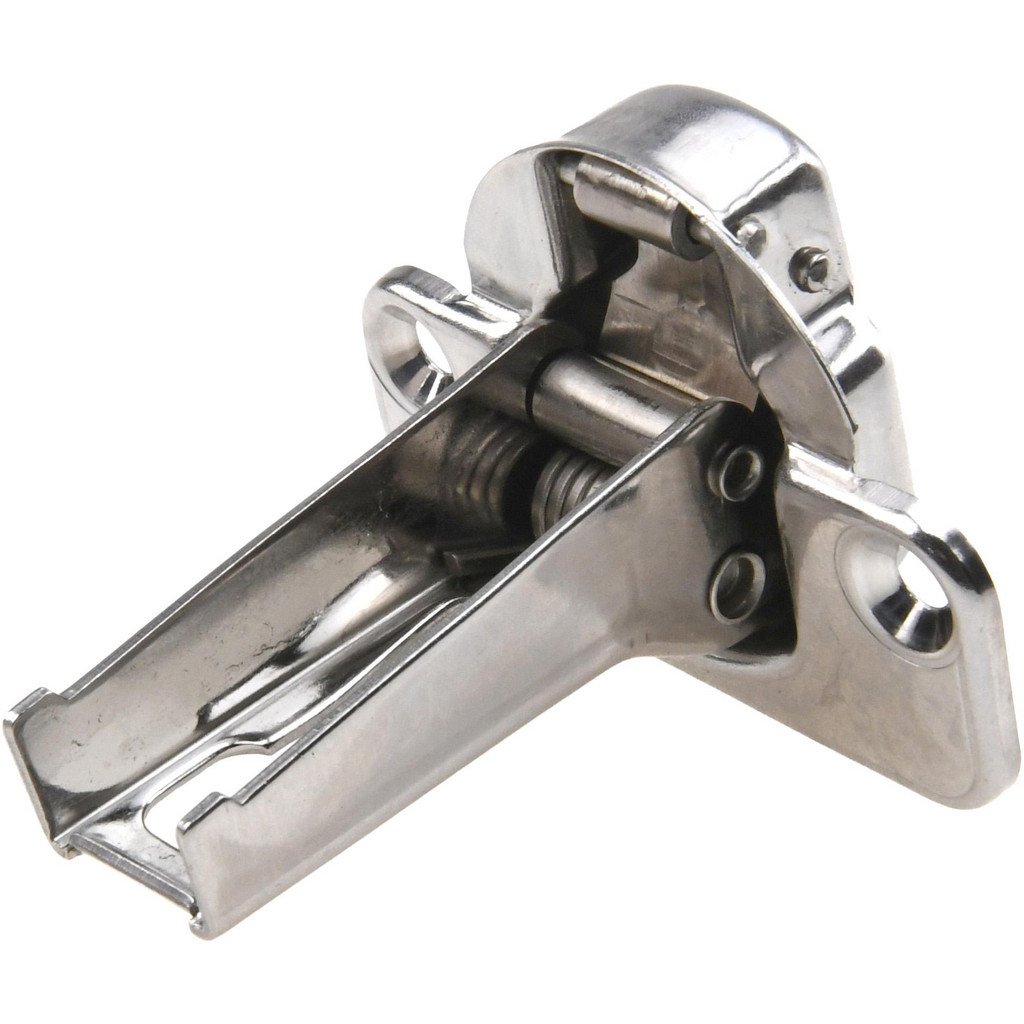 Sugatsune Concealed Overlay Hinge: 55 mm Wide, 57 mm Long, 38 mm Thick, 4 Mounting Holes - 304 Stainless Steel, Polished | Part #304B-C46/14