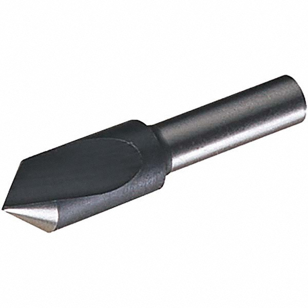 Countersink: 1/2" Head Dia, 82.00 deg Included Angle, 1 Flute, High-Speed Steel, Right Hand Cut - 1/2" Max, 1/4" Shank Dia, 2" OAL, Oxide Finish
