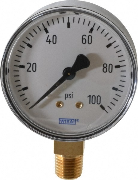 Wika 4253132 Pressure Gauge: 2-1/2" Dial, 1/4" Thread, NPT, Lower Mount Image