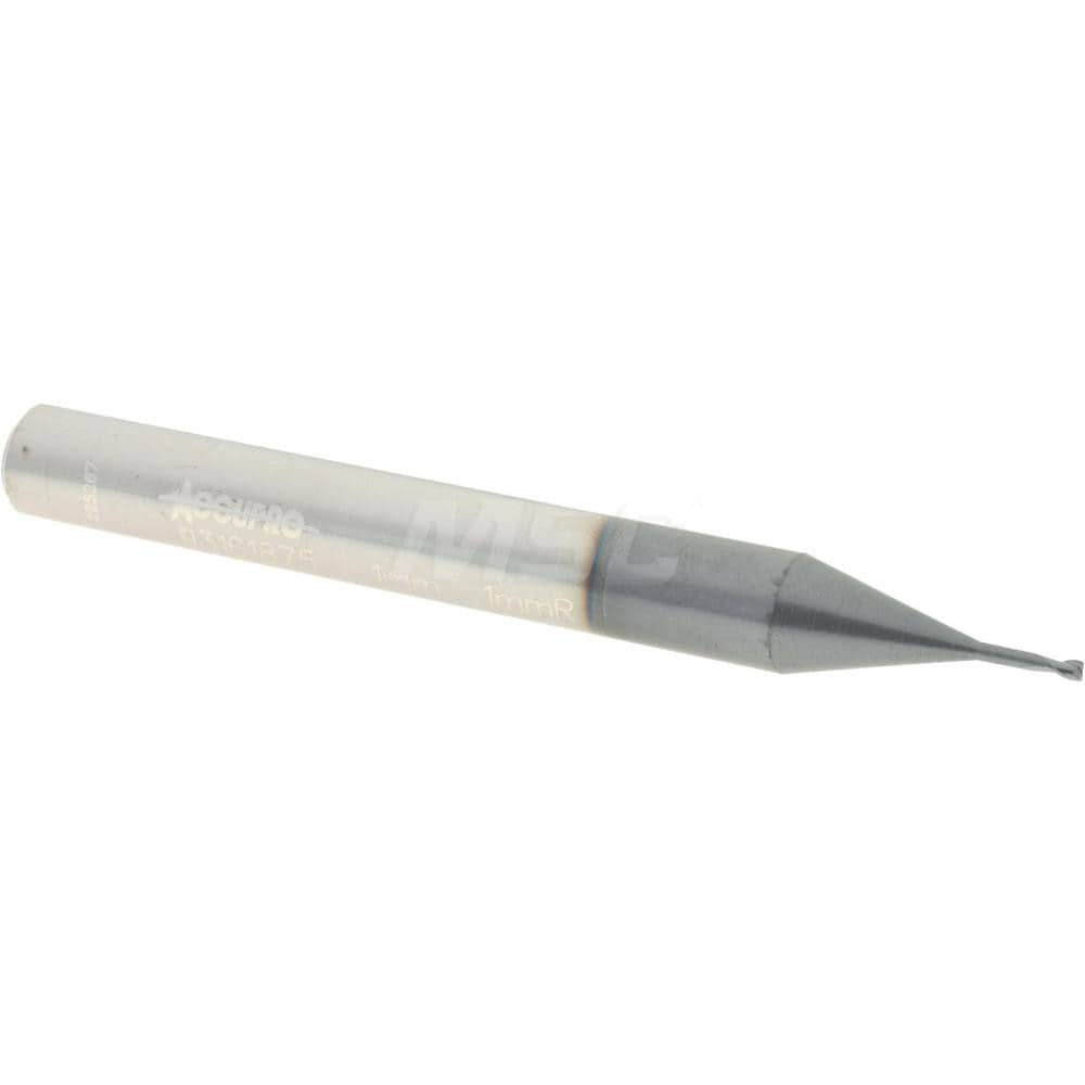 Accupro 12177328 Corner Radius End Mill: 0.0394" Dia, 0.0394" LOC, 0.0039" Radius, 2 Flutes, Solid Carbide Image