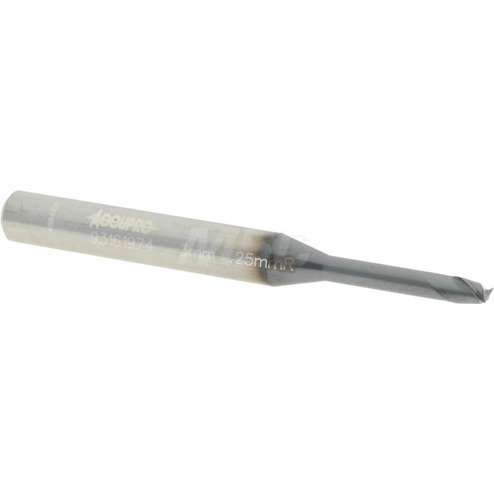 Accupro 12177354 Corner Radius End Mill: 0.1181" Dia, 0.1181" LOC, 0.0098" Radius, 2 Flutes, Solid Carbide Image