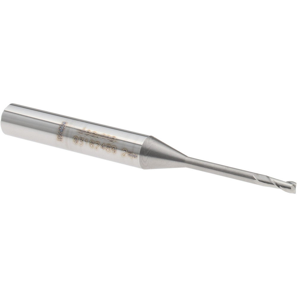 Square End Mill: 0.0787'' Dia, 0.1969'' LOC, 2 Flutes, Solid Carbide