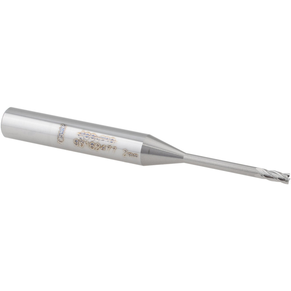 Square End Mill: 0.0787'' Dia, 0.1969'' LOC, 4 Flutes, Solid Carbide