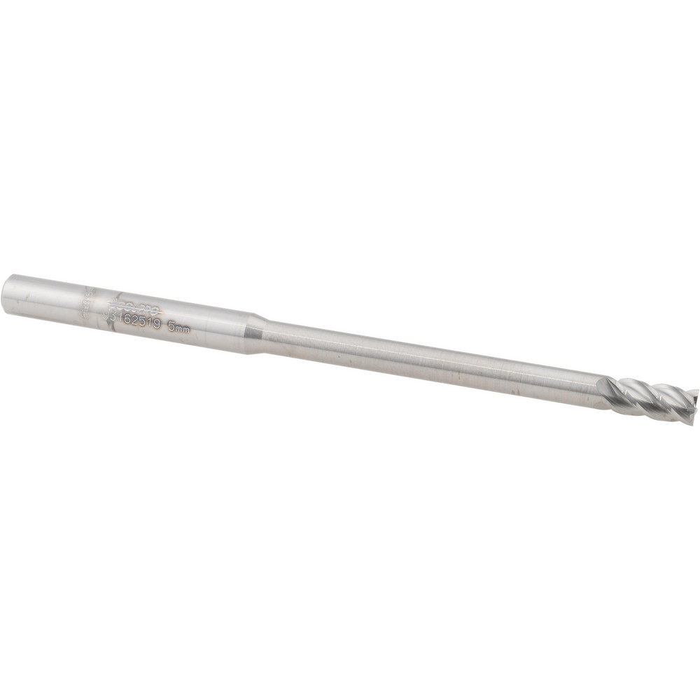 Square End Mill: 0.1969'' Dia, 0.3937'' LOC, 4 Flutes, Solid Carbide