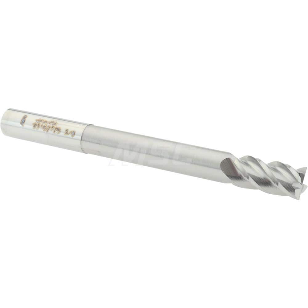 Accupro 12177144 Square End Mill: 3/8 Dia, 3/4 LOC, 3/8 Shank Dia, 4 OAL, 4 Flutes, Solid Carbide 