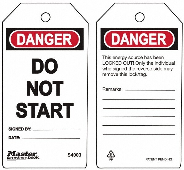 Master Lock 6 Qty 1 Pack 3 High X 5 3 4 Long Danger Do Not Start English Safety Facility Lockout Msc Industrial Supply