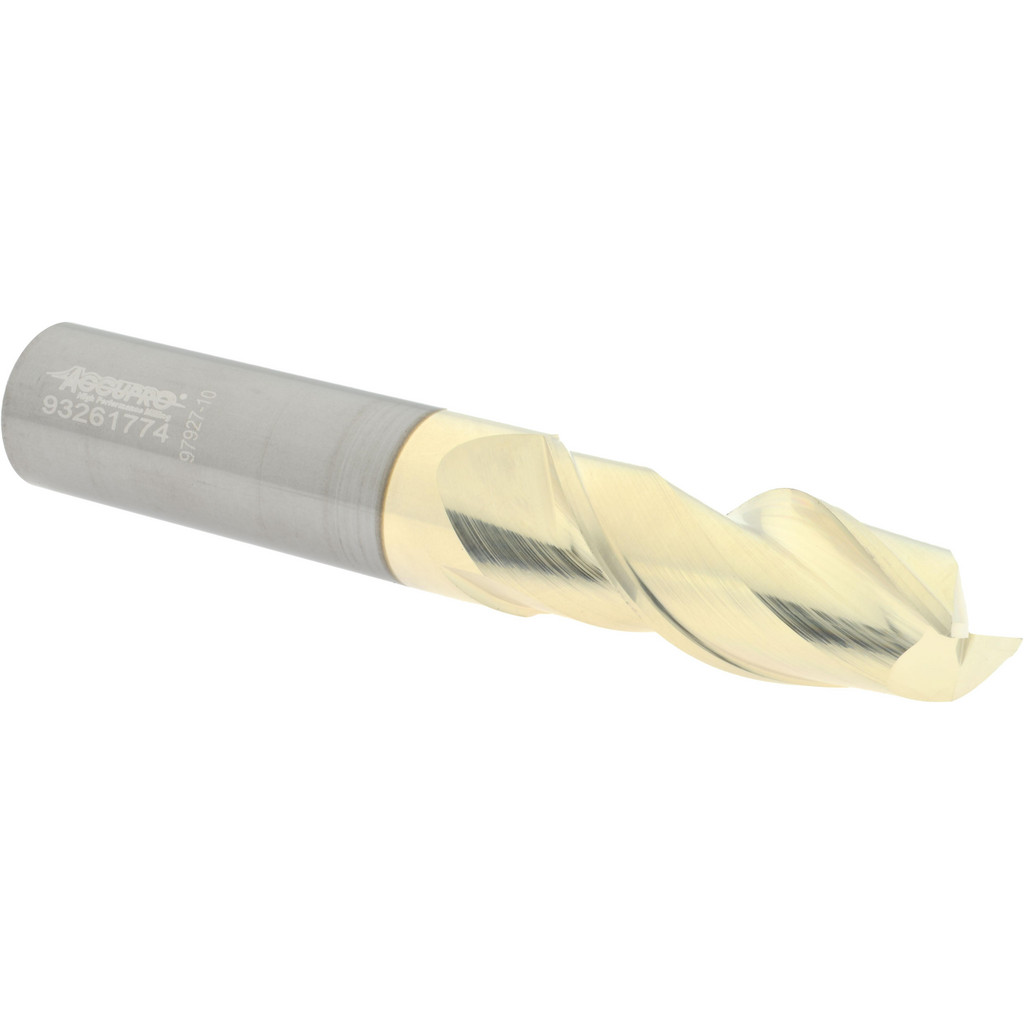 Accupro High Performance Milling Square End Mill: 1/2" Dia, 1-1/4" LOC - 3" OAL, 1/2" Shank Dia, ZrN Finish, Single End, Accupro High Performance