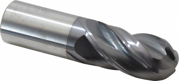 Accupro 4361000BNC11 Ball End Mill: 1" Dia, 2" LOC, 4 Flute, Solid Carbide Image