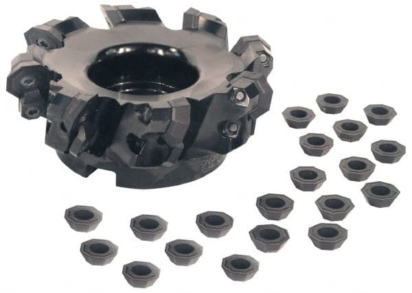 6" Cut Diam, 2" Arbor Hole, 5mm Max Depth of Cut, 43° Indexable Chamfer & Angle Face Mill