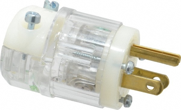 Leviton 8215-PLC Straight Blade Plug: Hospital, 5-15P, 125VAC, Clear Image