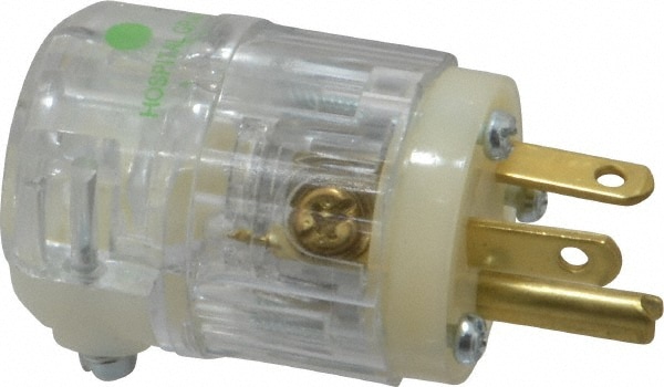 Leviton 8315-PLC Straight Blade Plug: Hospital, 5-20P, 125VAC, Clear Image