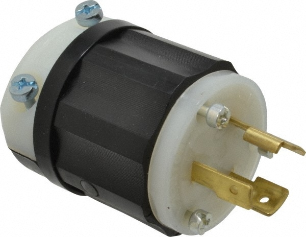 Leviton 2311-PLC Locking Inlet: Plug, Industrial, L5-20P, 125V, Black & White Image