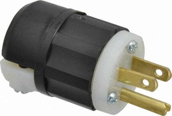 Straight Blade Plug: Industrial, 5-15P, 125VAC, Black & White