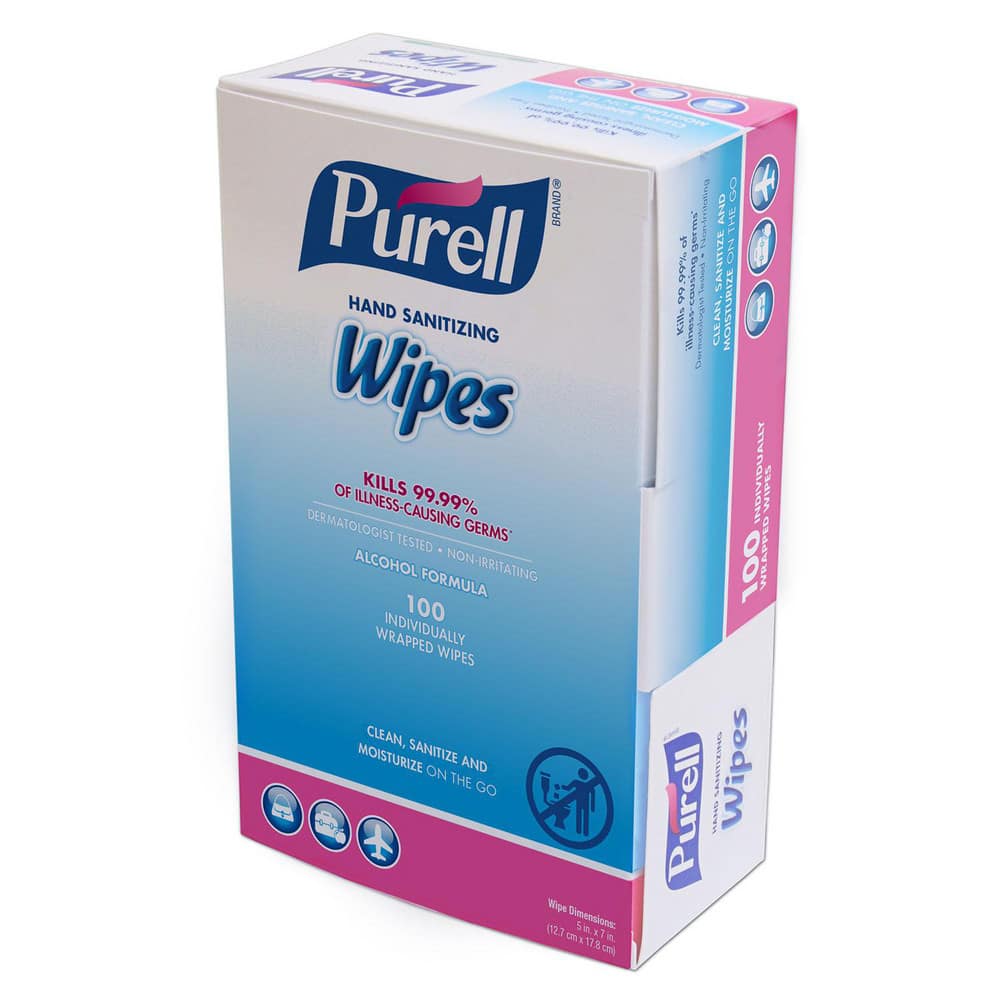 PURELL. 9021-1M Wipes; Wipe Type: Sanitizing ; Wipe Form: Pre-Moistened ; Scent: Alcohol ; Container Type: Box of Towelettes ; Material: Fabric ; Wipe Color: White 