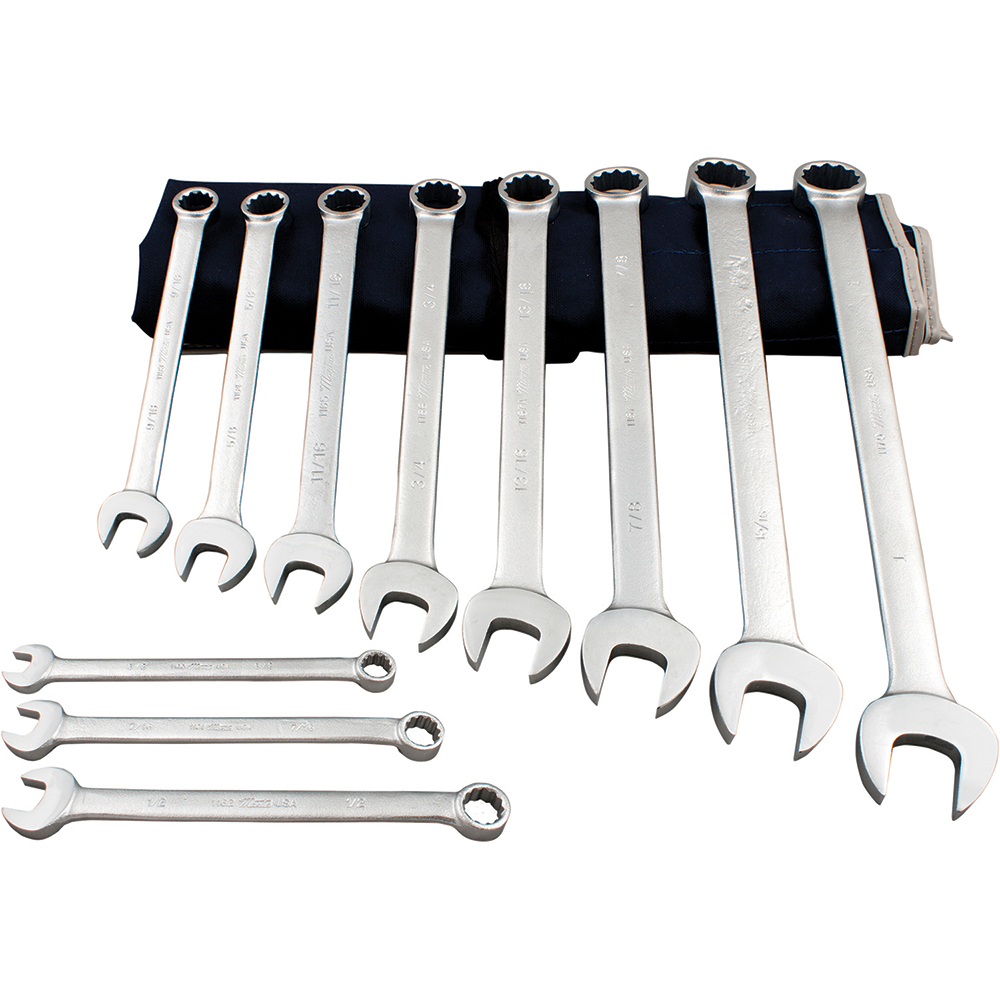 Martin Tools - Combination Wrench Set: 11 Pc, 3/8 to 1
