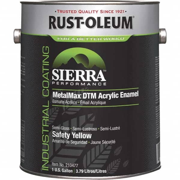 Rust-Oleum 210477 Acrylic Enamel Paint: 10 gal, Semi-Gloss, Safety Yellow 