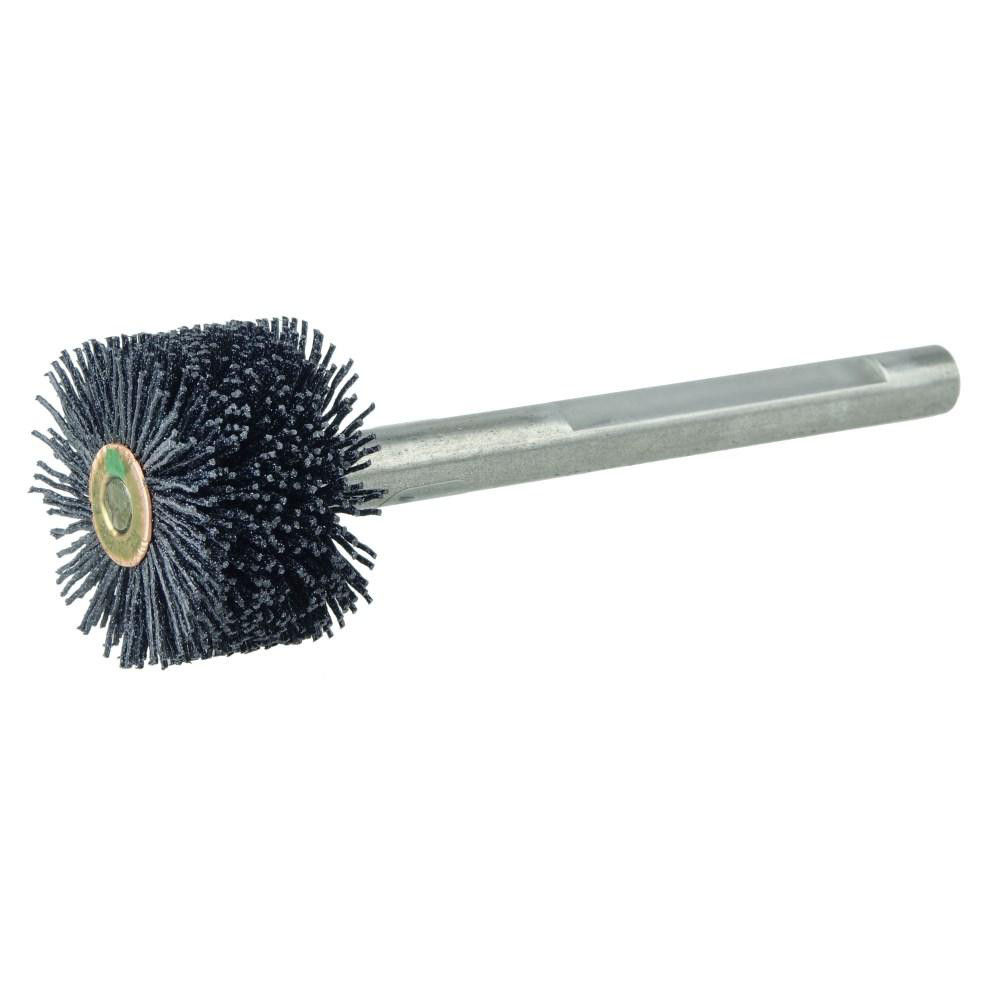Wheel Brush: 1-1/2" Wheel Dia, 1" Face Width, 0.0260" Wire Dia, Crimped - Nylon, 120 Grit, 8000 RPM