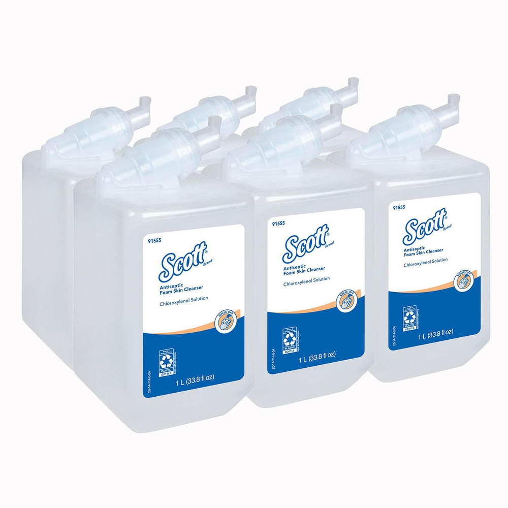 Antiseptic Foam Skin Cleanser, 1.0 L Manual Hand Soap Refills, Clear, Unscented, 1.75% PCMX, NSF E-2 Rated