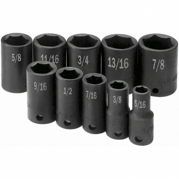 SK 3/8" Drive SemiDeep Impact Socket Set 93532513 MSC Industrial