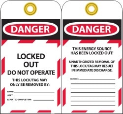 Lockout Tag: 3" High, Unrippable Vinyl, "DANGER"