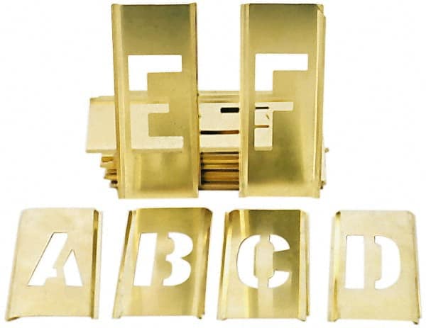 Ability One 7520002729680 Brass Stencils; Character Size: 1-1/2 (Inch); Number of Pieces: 45 