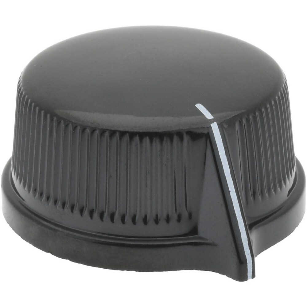1-1/8" Diam, 1/2" High, 1/4 x 1/2" Hole, Pointer Control Knob