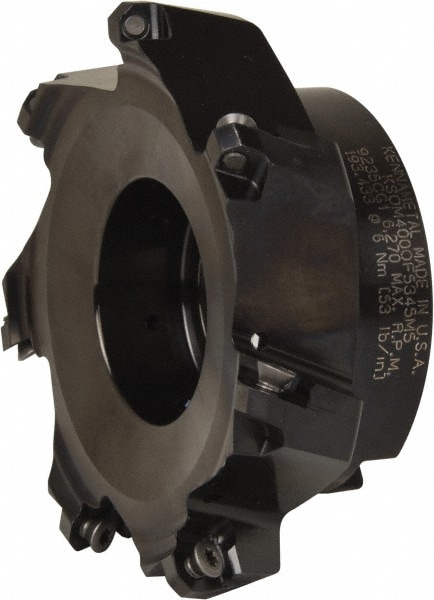 Kennametal 3093637 4" Cut Diam, 1-1/4" Arbor Hole, 3.5mm Max Depth of Cut, 43° Indexable Chamfer & Angle Face Mill Image