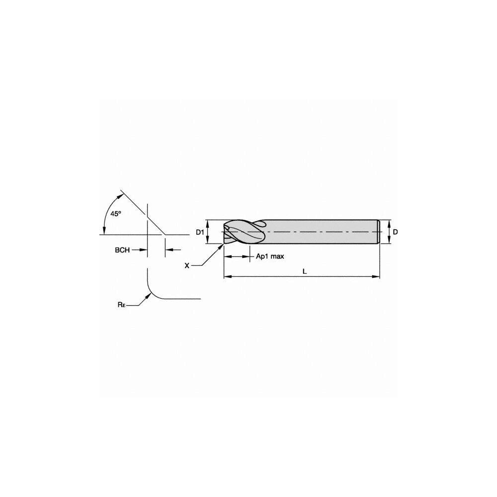 Kennametal - Square End Mill: 1/4" Dia, 1" LOC, 4 Flute, Solid Carbide ...