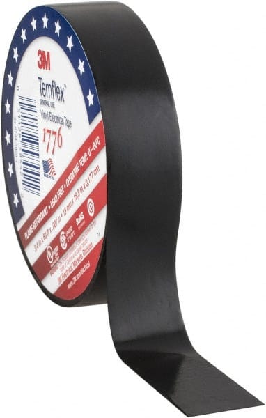 Electrical Tape: 3/4" Wide, 60" Long, 7 mil Thick, Black