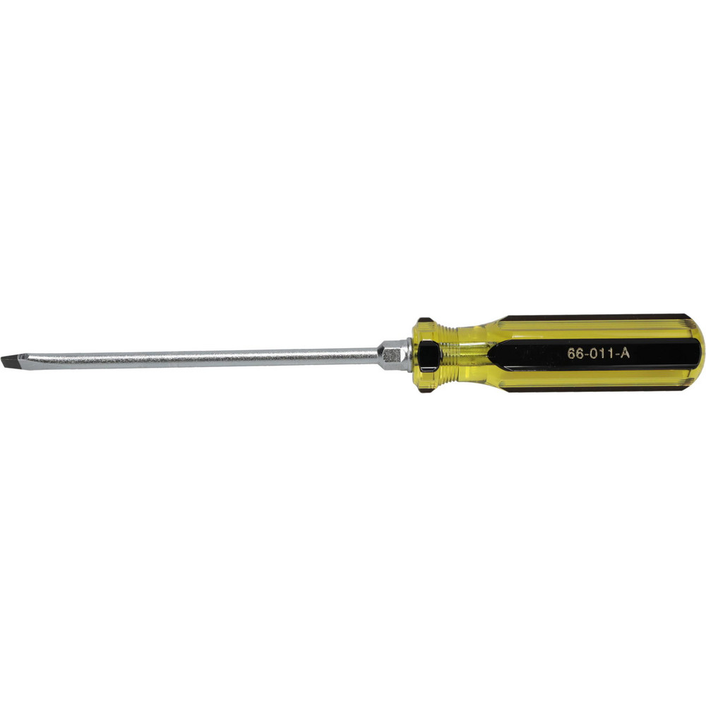 Slotted Screwdriver: 1/4" Width, 10-1/2" OAL, 6" Blade Length
