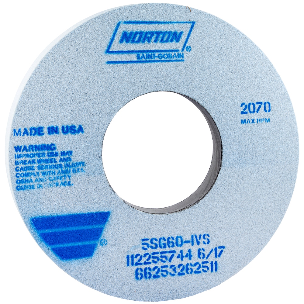 Norton 66253262511 Surface Grinding Wheel: 12" Dia, 1" Thick, 5" Hole, 60 Grit, I Hardness 