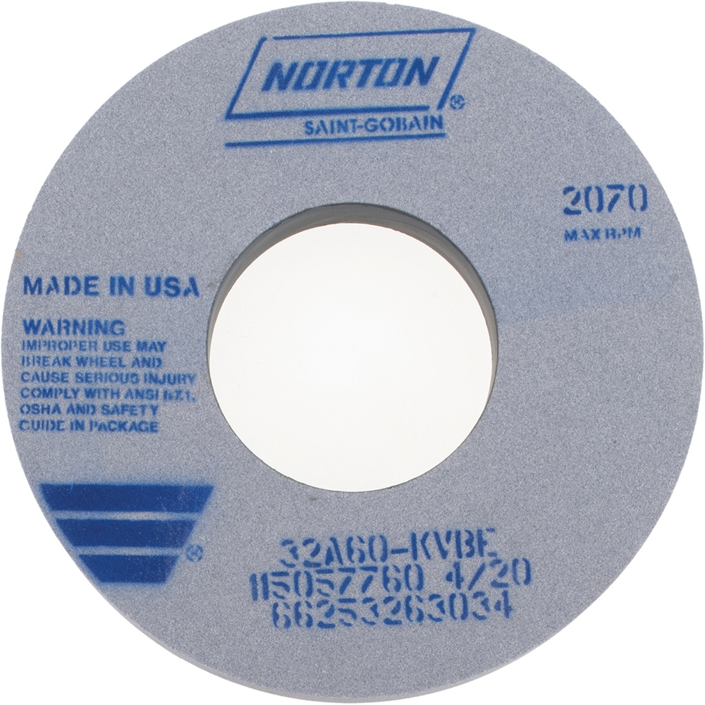 Norton 66253263034 Surface Grinding Wheel: 12" Dia, 1-1/2" Thick, 5" Hole, 60 Grit, K Hardness Image