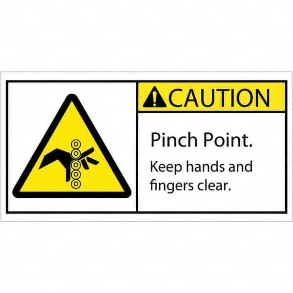Tape Logic DSL522 Shipping & DOT Label: "Caution - Pinch Point. Keep Hands & Fingers Clear", Rectangle, 4" Wide, 2" High 