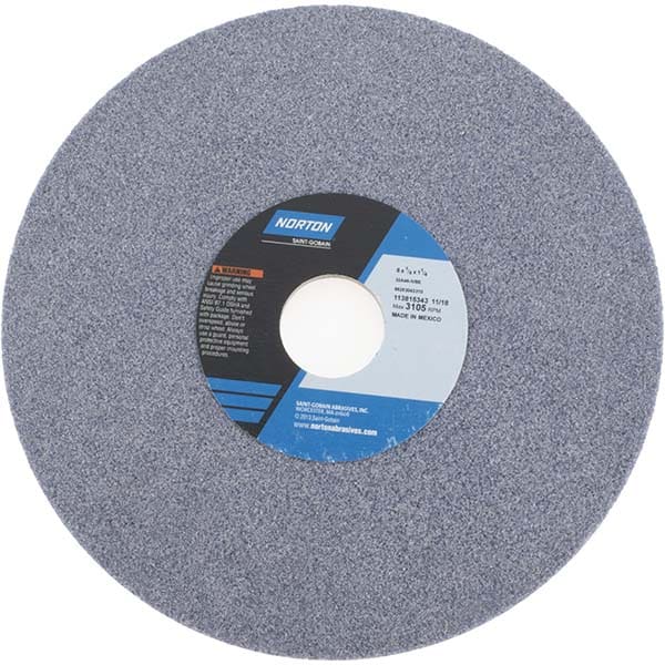 Norton 66253043310 Surface Grinding Wheel: 8" Dia, 1/4" Thick, 1-1/4" Hole, 46 Grit, I Hardness Image