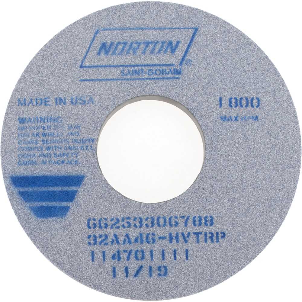 Norton 66253306788 Surface Grinding Wheel: 14" Dia, 1" Thick, 5" Hole, 46 Grit, H Hardness Image