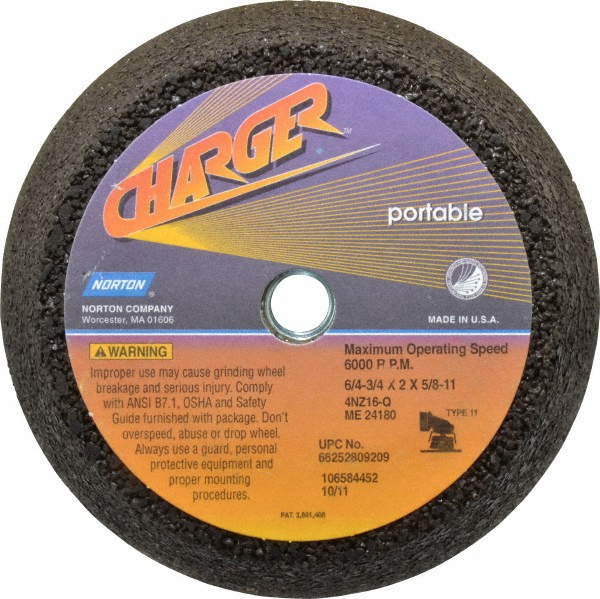 Norton 6" Diam, 2" Overall Thickness, 16 Grit, Type 11 Tool & Cutter