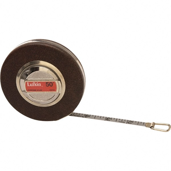 Lufkin C21616THBLKN Tape Measure: 100 Long, 3/8" Width, Silver Blade 