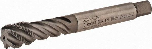 Emuge C0513500.4093 British Standard Pipe Tap: 1/4-19 Rp(BSPRP), Bottoming Chamfer, 5 Flutes 