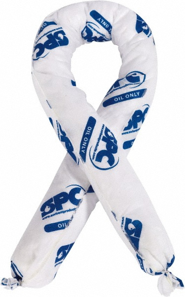 Sock: Oil Only, 3" Dia, 48" OAL, 12 gal Absorption, Polypropylene, White - Oil Only, White