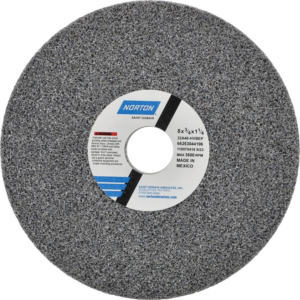 Surface Grinding Wheel: 8" Dia, 3/4" Thick, 1-1/4" Hole, 46 Grit, H Hardness