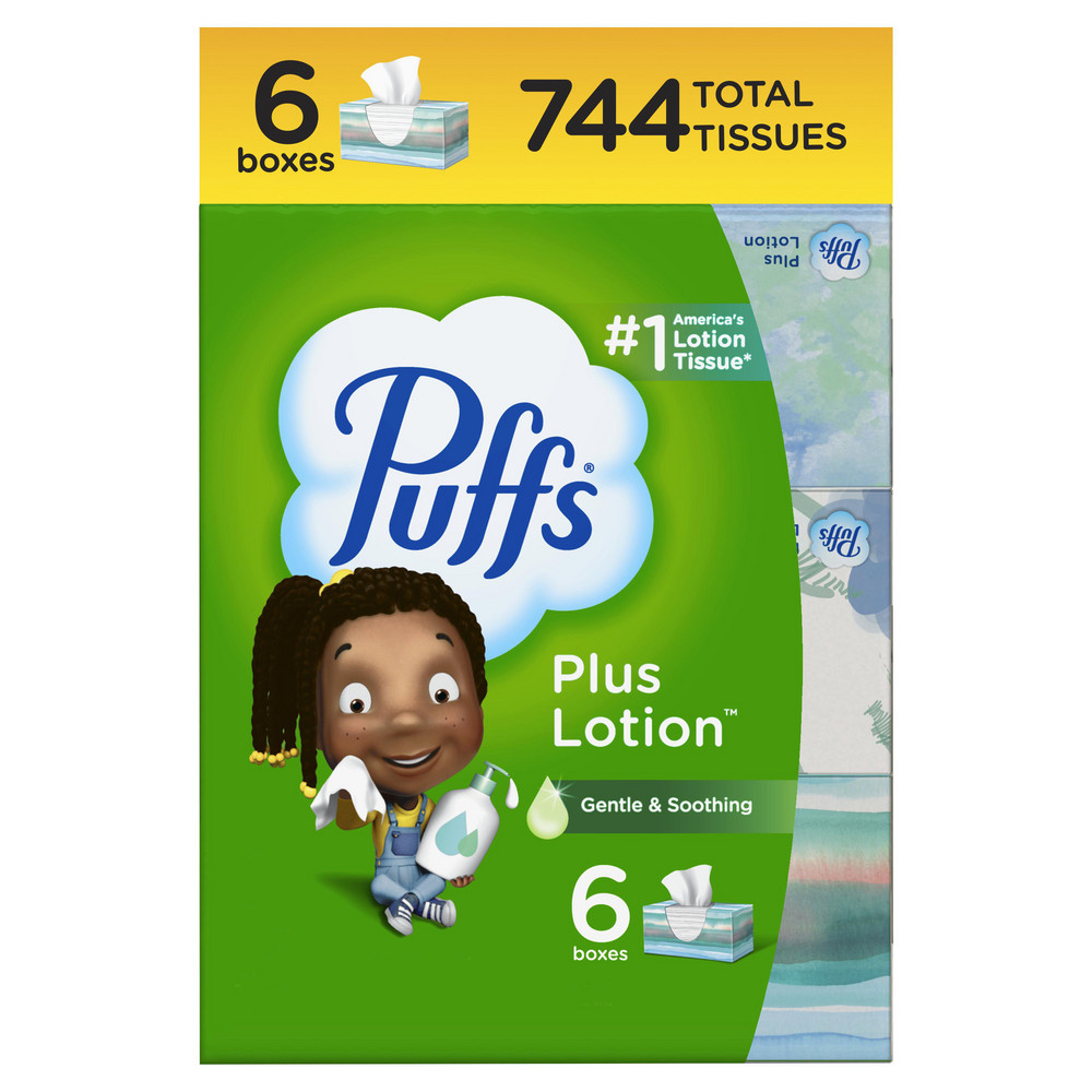 Puffs - Puffs Plus Lotion Facial Tissue, 6 Count, 4/Case | MSC Direct