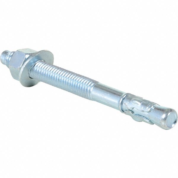 Concrete Screw Anchor: 1/2" Dia, 5" OAL - 1/2" Drill, Steel, Silver Finish