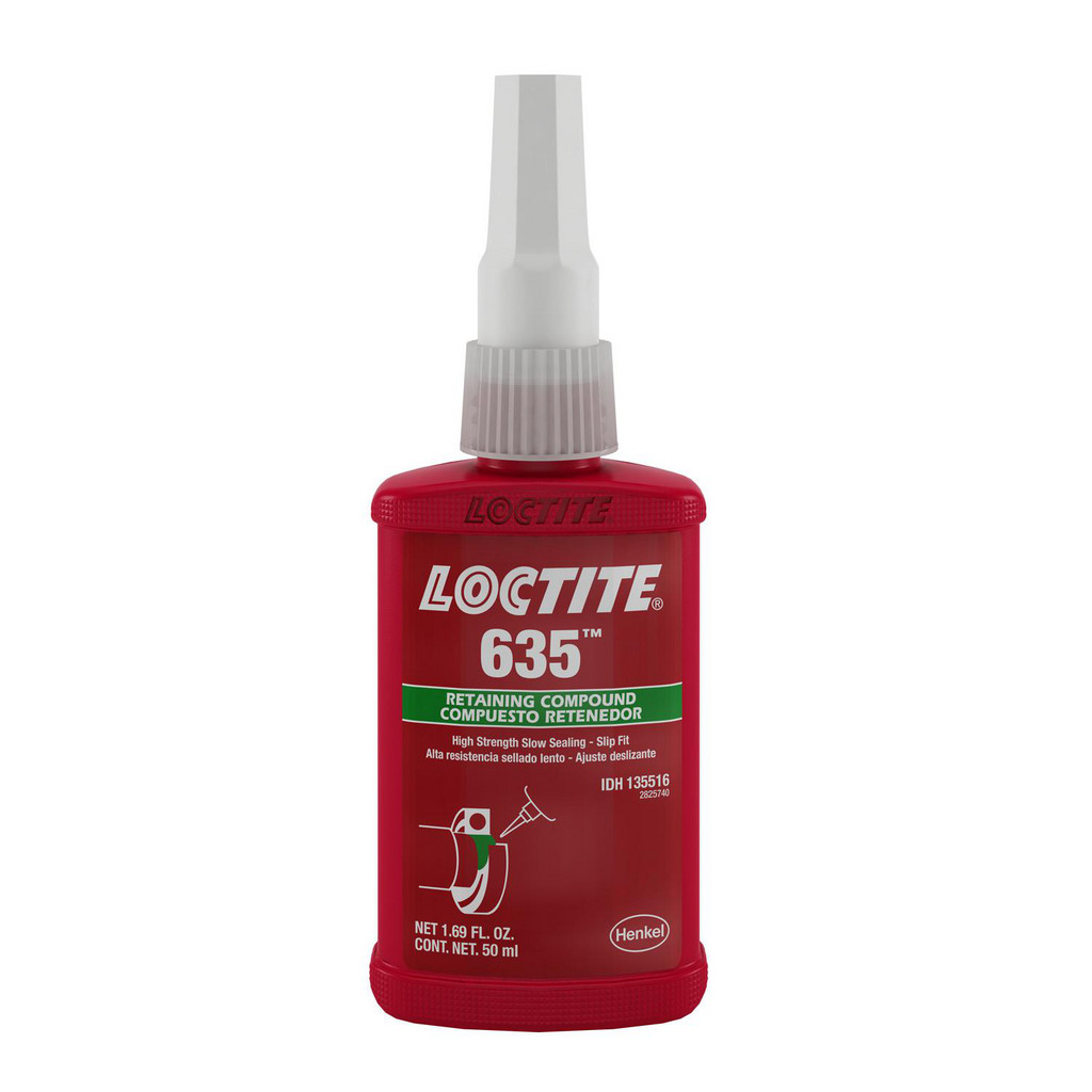 Loctite 635 Retaining Compound, 50 ml Bottle - Very high strength retaining compound for close-fitting cylindrical parts | Part #135516